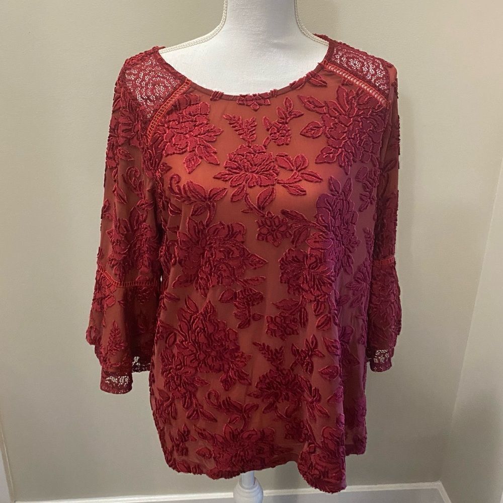 Figueroa & flower velvet floral blouse
